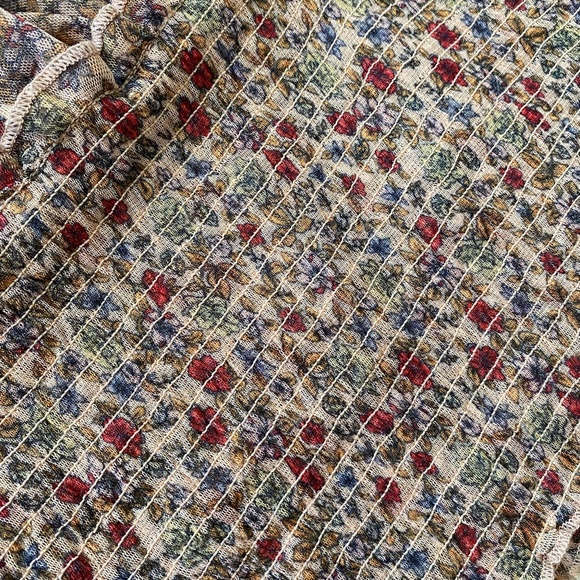 Free People Beatrice Lace Up Smocked Waist Floral Top Size Large - Picture 8 of 17